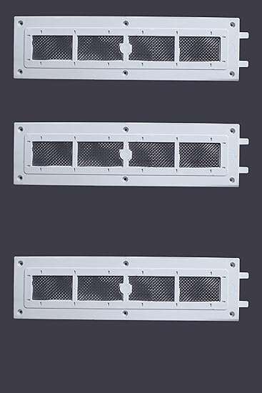 SAJ Stainless Steel Net 12.5 * 3.5 Inch Rectangular Ventilation Guard with Stainless Steel Net Air Hole Mosquito Guard/Air Hole Net White (Set of 3)