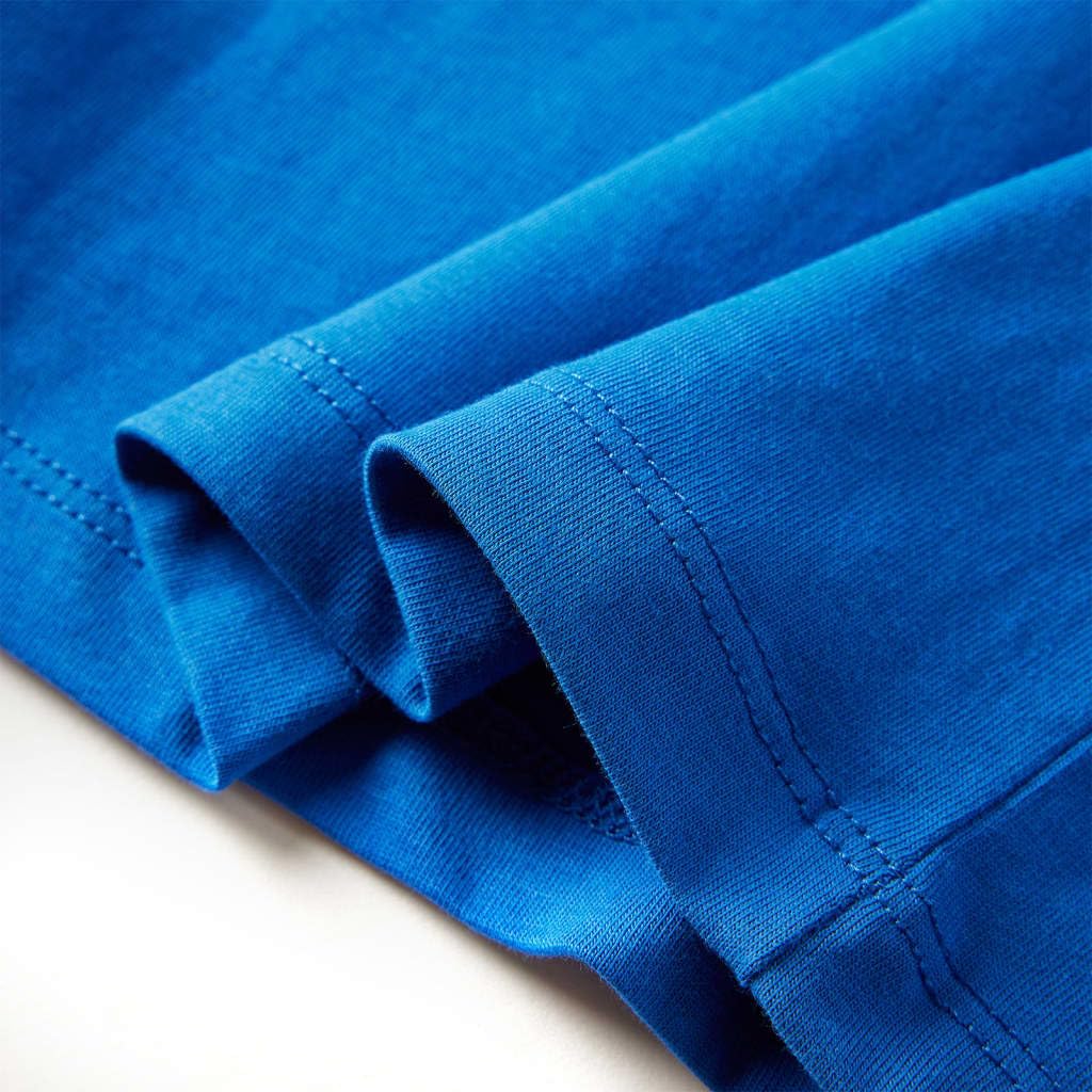 Maglietta a maniche lunghe per bambini in cotone blu cobalto con stampa giocatore di calcio, girocollo per ragazzi e ragazze, per tutti i giorni, scuola, tempo libero, calda, confortevole