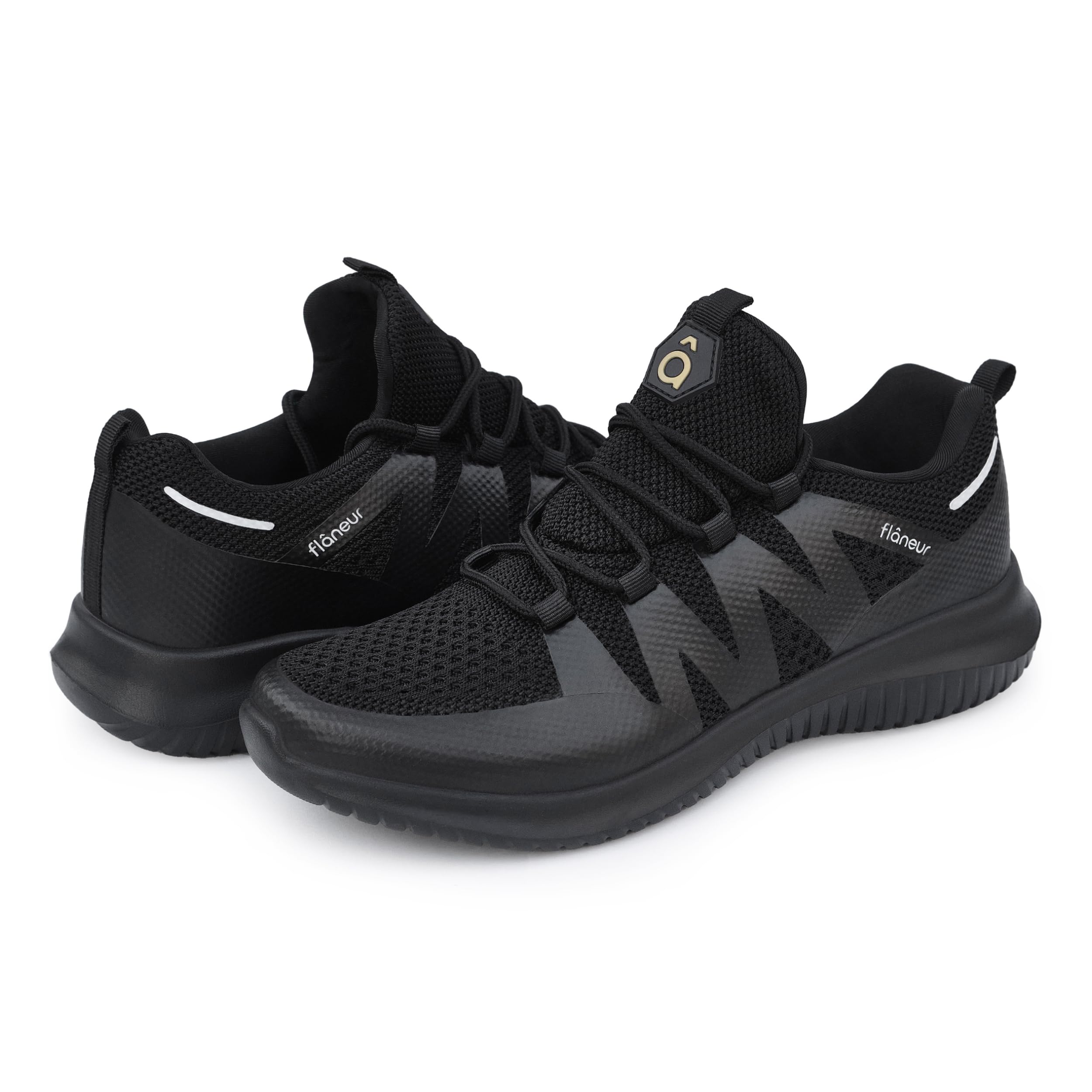 FLANEUR Women's Casual Sneakers Slip On with Adjustable Elastic Laces No Tie - Comfortable Non Slip Gym Low Shoes for Walking, Tennis - Lightweight Breathable Training & Sport Shoes