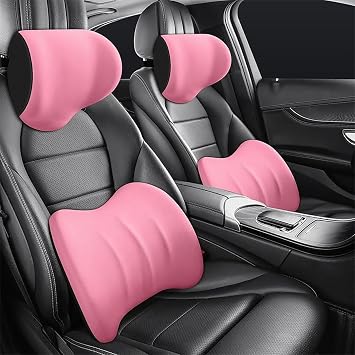 Car Headrest & Lumbar Support Cushion for VW Atlas Tiguan Taos Jetta, Ergonomic Car Lumbar Support Pillow and Car Neck Pillow Kit Head Rest and Lumbar Pillow Set for Neck Back Pain Relief