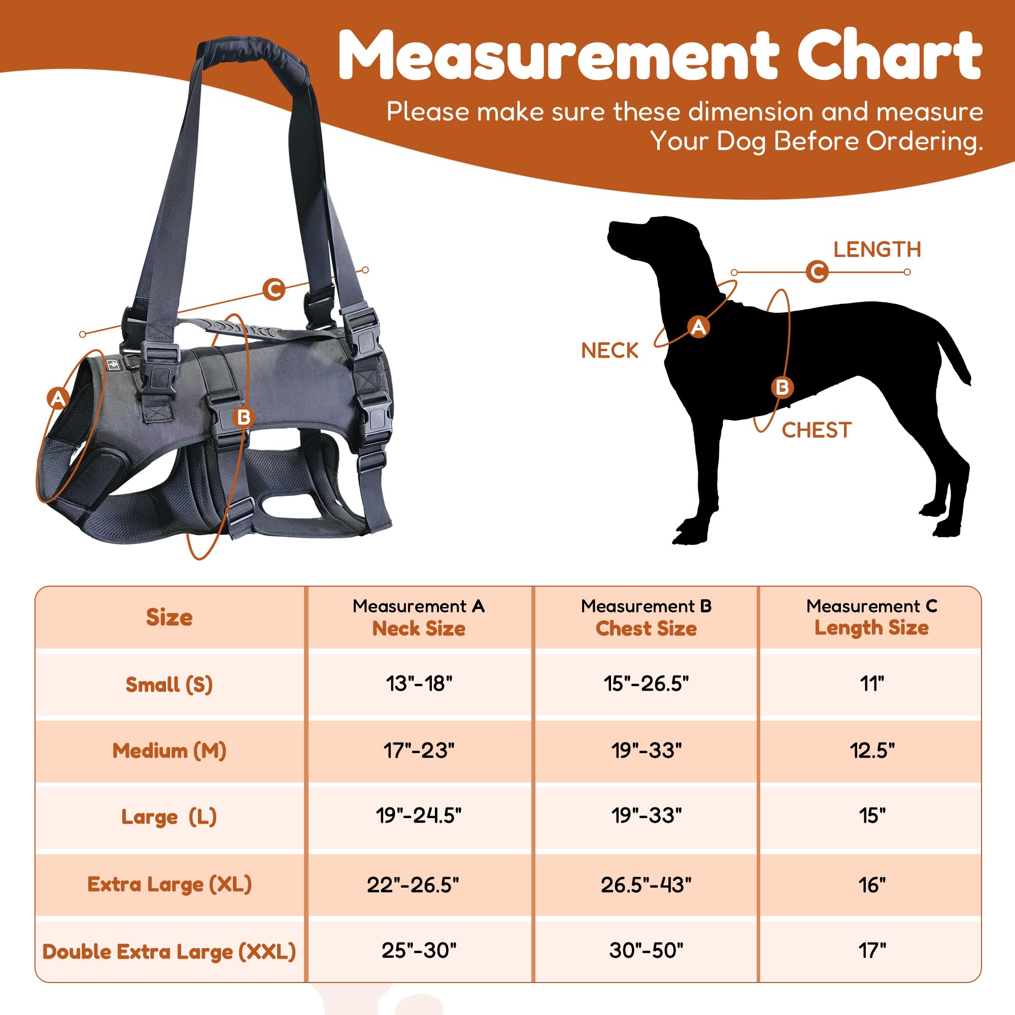 Doggie Stylz Hundegeschirr für große Hunde, Ganzkörperstütze, Tragetasche, Hundetrage mit verstellbaren Griffen, Erholungsweste für ältere Hunde, Arthritis, Gelenkverletzungen, Mobilitätshilfe, Rücken