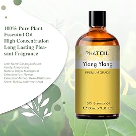 PHATOIL 100ML Ylang Ylang Essential Oil, Premium Essential Oils for Diffuser, Humidifier, 3.38fl.oz Scented Oils for Soap, Candle Making