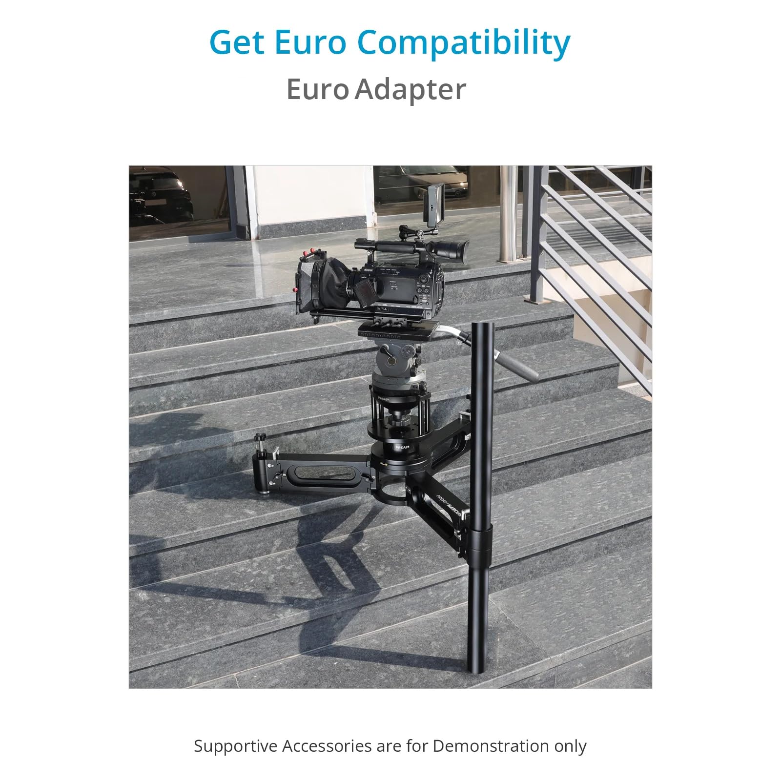 Proaim Marcus DL-MRCS-01 Chariot pour appareil photo avec base adaptateur Mitchell et Euro/Elemac pour trépied Bazooka Livré avec roues amovibles et pieds pointus Charge utile jusqu'à 453 kg