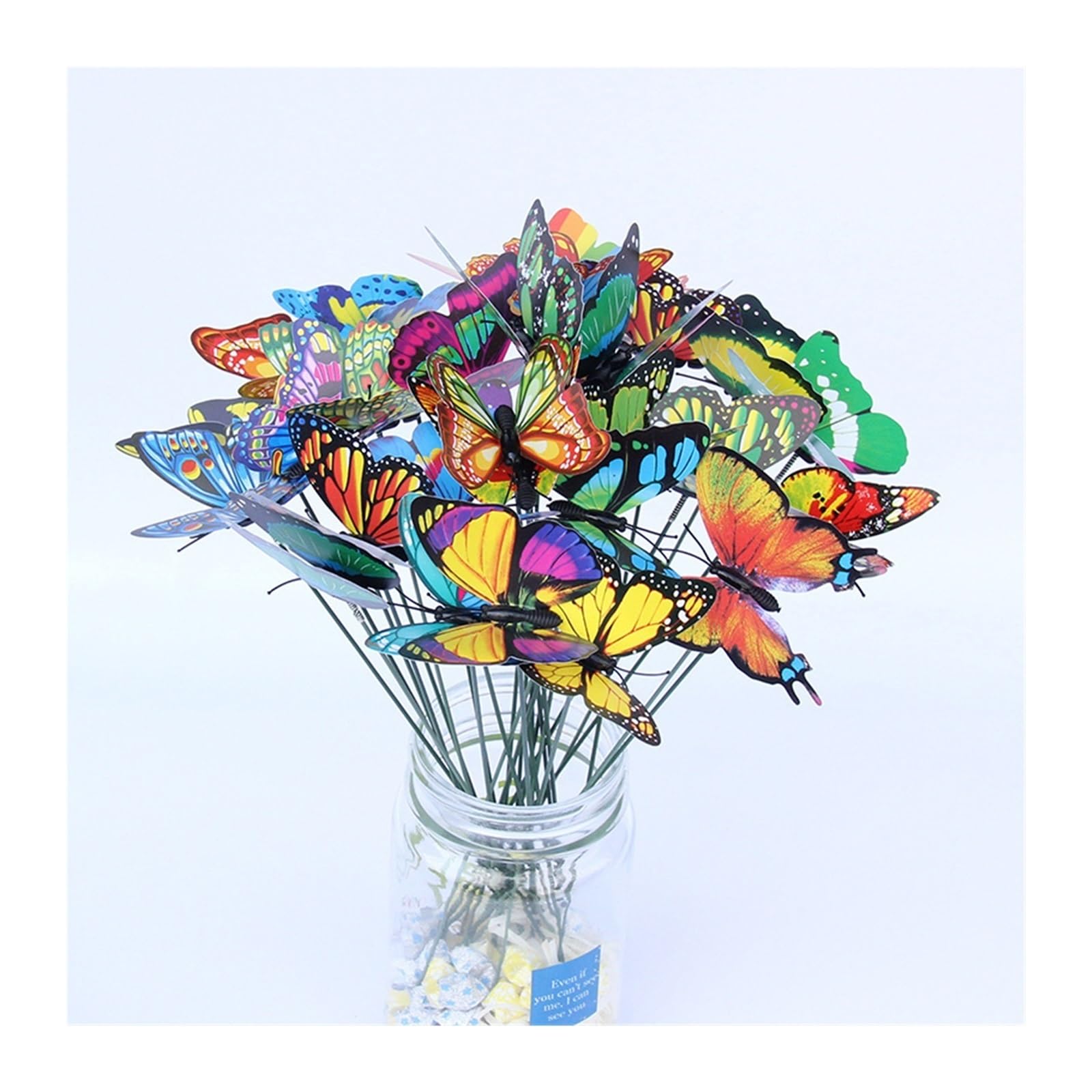 YUSUZH 10pcs Colorful Butterfly Stakes for Garden Fence Decor