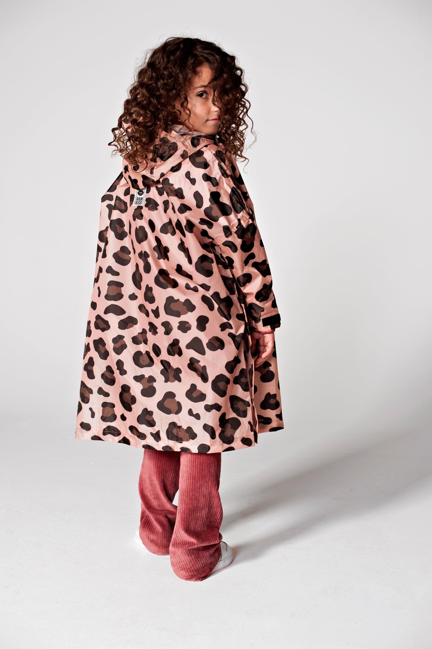 Rainkiss – Regeponcho per bambini – Impermeabile – Senza PFAS – 100-120 cm – Rosa – 100% poliestere riciclato – Design: Rose Panther