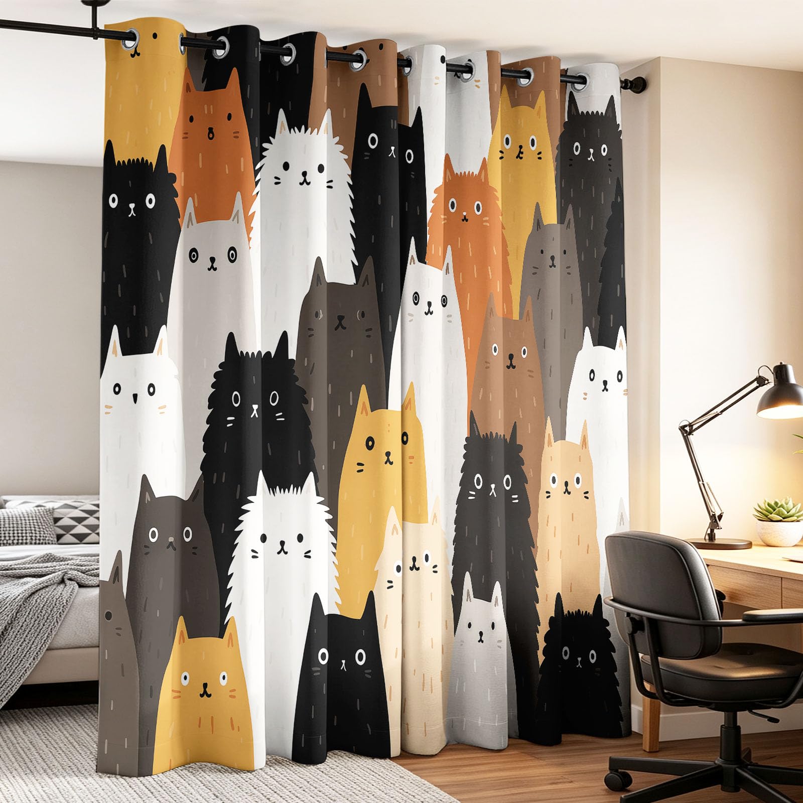 Generisch Tende oscuranti con animali dei cartoni animati, minimalista, set di 2 pezzi, tende oscuranti per camera da letto, cameretta dei bambini, 140 x 260 cm (larghezza x altezza)