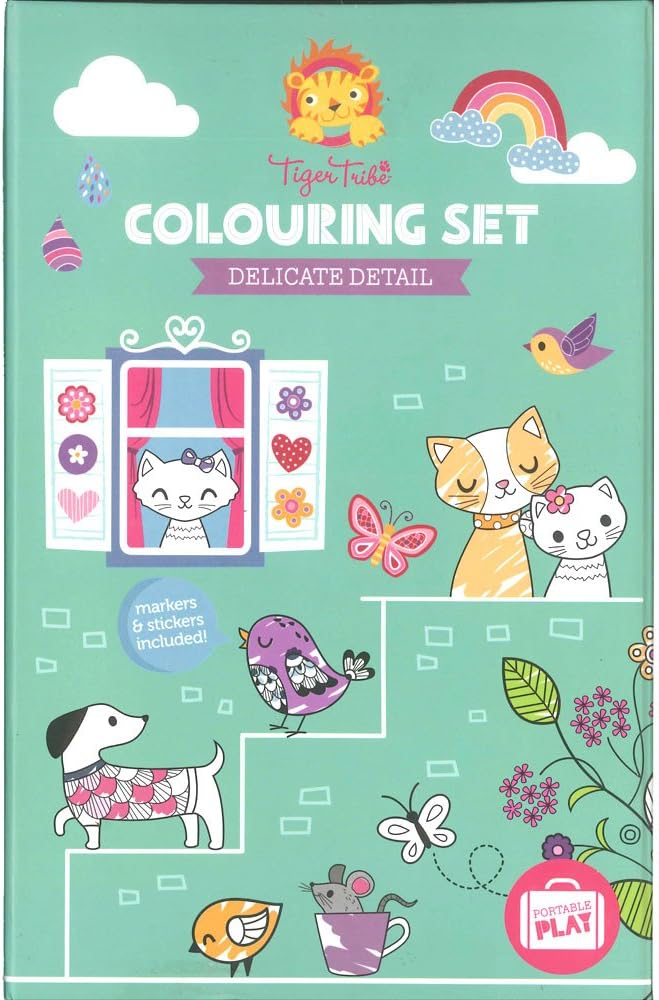 Tiger Tribe Colouring Set for Girls. Fashion Colouring Book Activity Set for Girls. Great travel activity packs for kids / Activity Book. Great Gifts for Girls 6 years old