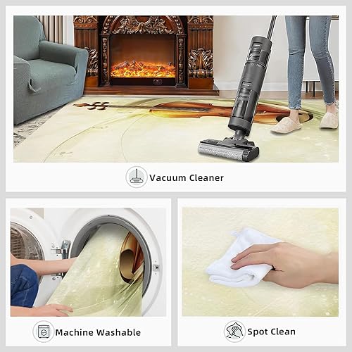 Miniatura 14 de Alfombra de instrumentos musicales – Alfombras de 4 x 5 pies para sala de estar, alfombra de área musical, alfombra de área musical, alfombra