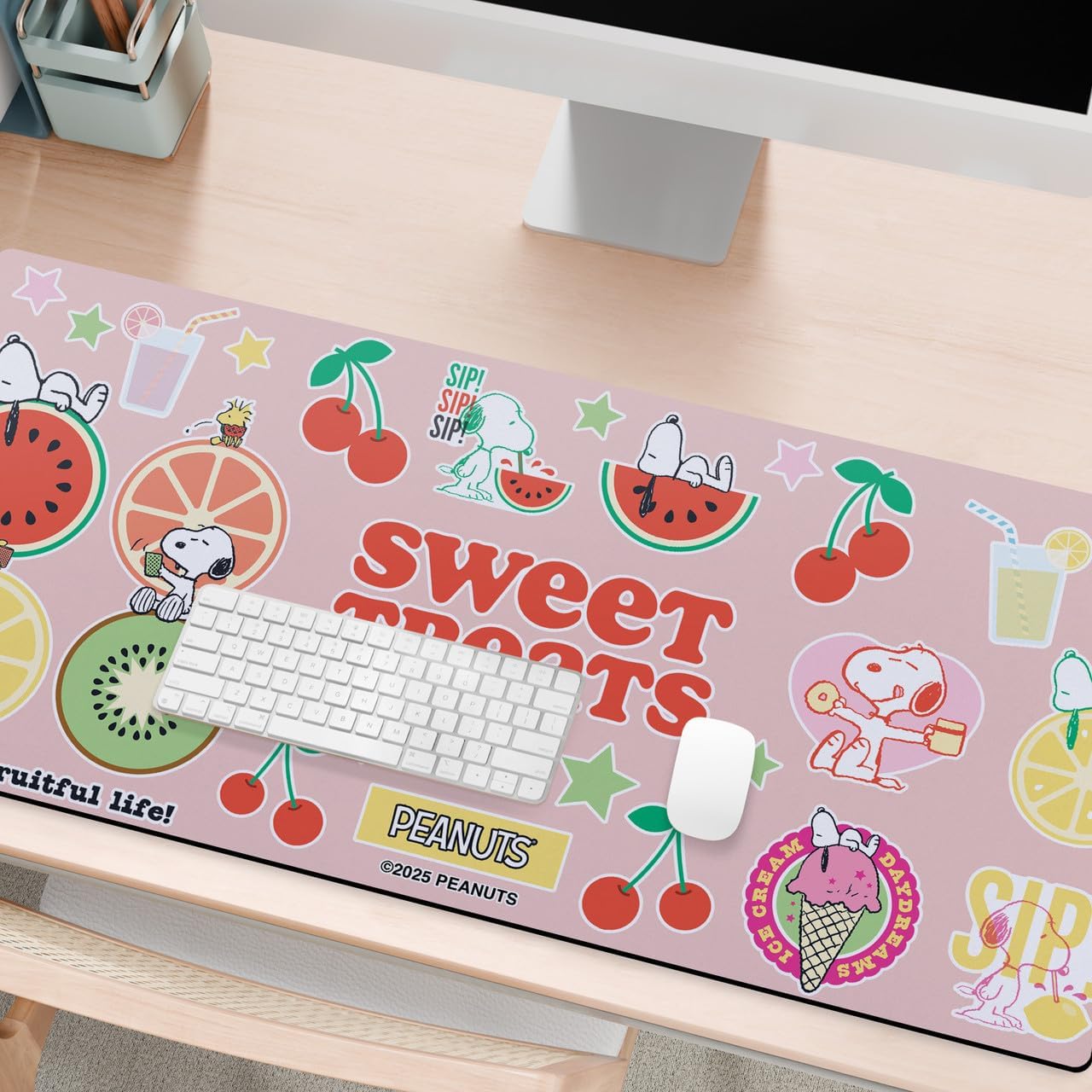 Head Case Designs Officially Licensed Peanuts Snoopy Fruit Treats Graphics 37.4 x 15.75 x 0.16 inches (900 x 400 mm) - XL Gaming Office Desk PC Keyboard Mouse Mat Pad