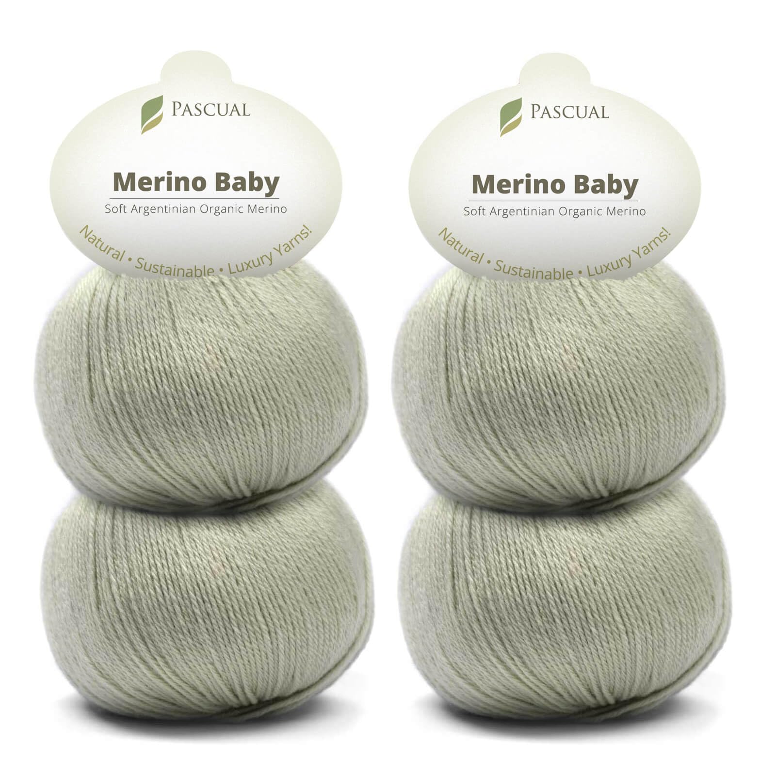 PASCUALI Merino Baby|Strickwolle aus 100% Schurwolle aus Merino, Merinowolle zum Stricken und Häkeln, SET: 4 Knäuel - 200 g, Farbe: Taupe 320