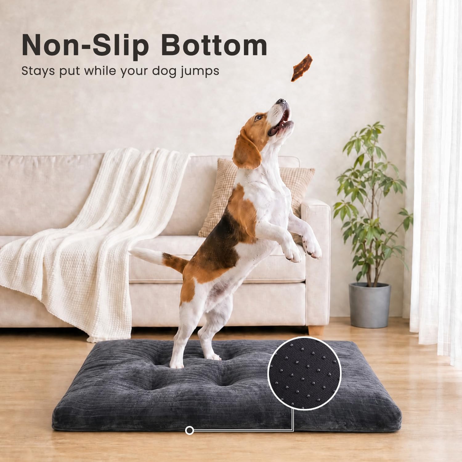 Panier lavable pour chien de grande taille en flanelle épaisse et moelleuse, tapis de couchage antidérapant et anti-rayures pour animal domestique, 99,1 x 58,9 cm, gris