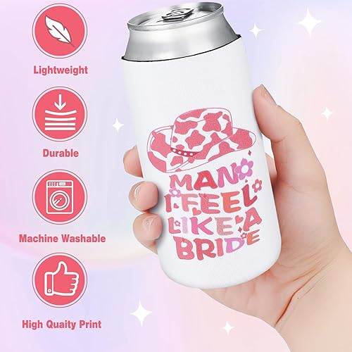 Miniatura 4 de Preboun 16 fundas para latas de cerveza con texto en inglés Let's Go Girl Man I Feel Like a Bride Party, funda delgada para latas de neopreno, con