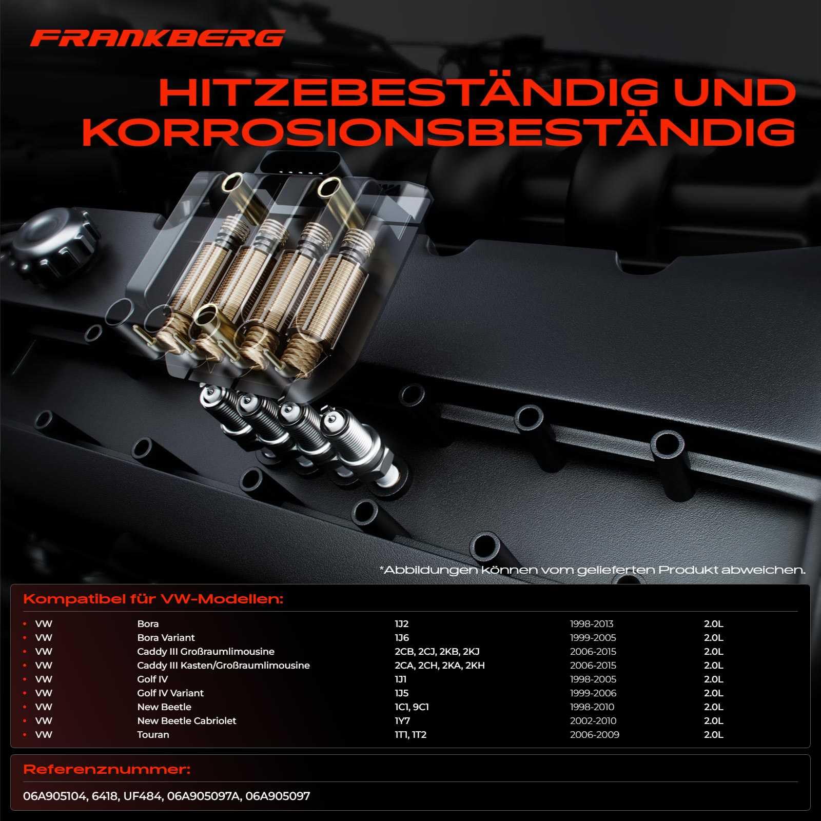Frankberg 1 bobina di accensione + 4 candele benzina 6418 | Compatibile con: Golf IV Variante 1J5, New Beetle 1C1 9C1, B.o.r.a 1J2, T.o.u.r.a.n 1T1 1T2