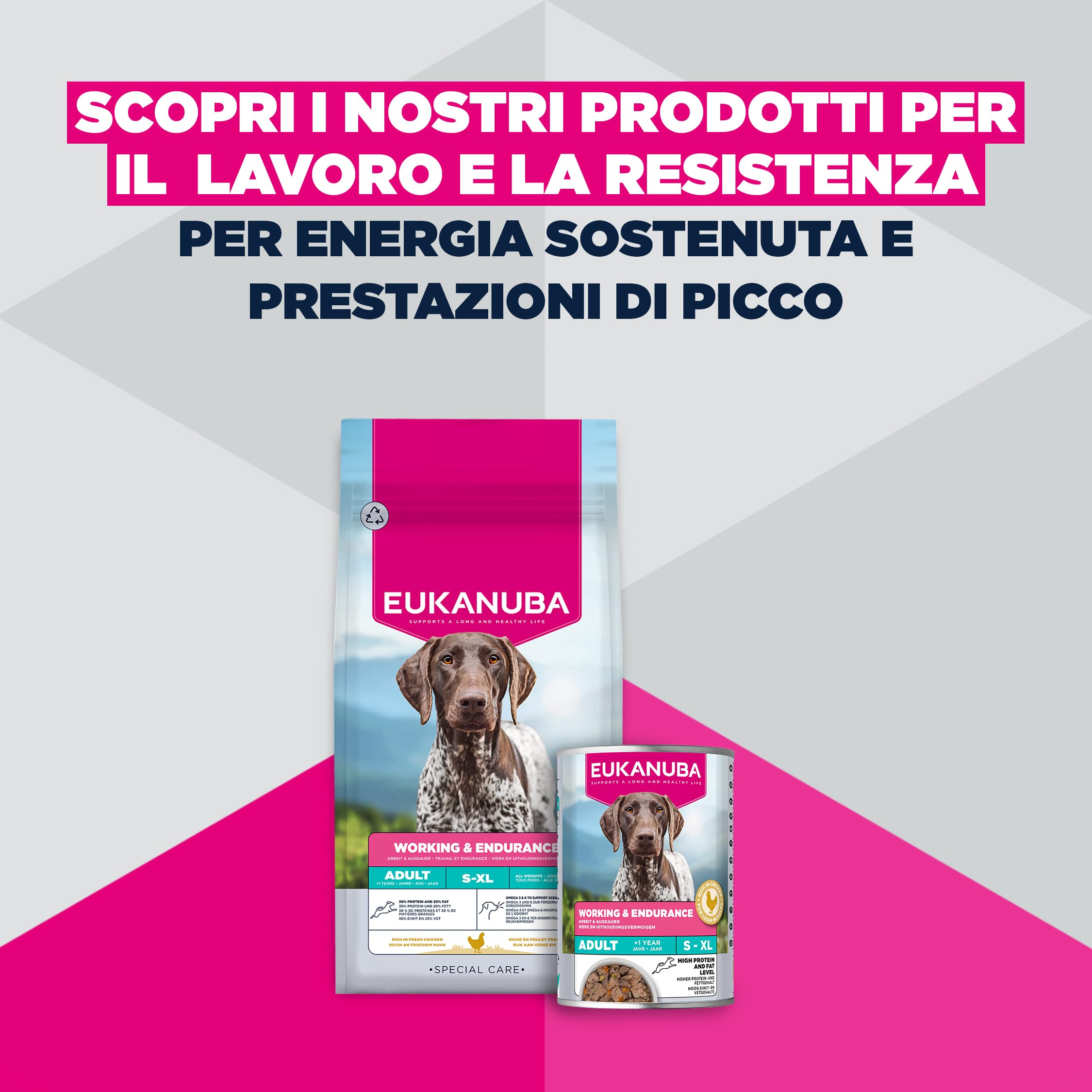 EUKANUBA Working & Endurance Cibo per cani con pollo fresco - Mangime secco Special Care ad alto contenuto energetico per cani da lavoro, cani da caccia e cagne in gravidanza o allattamento, 15 kg