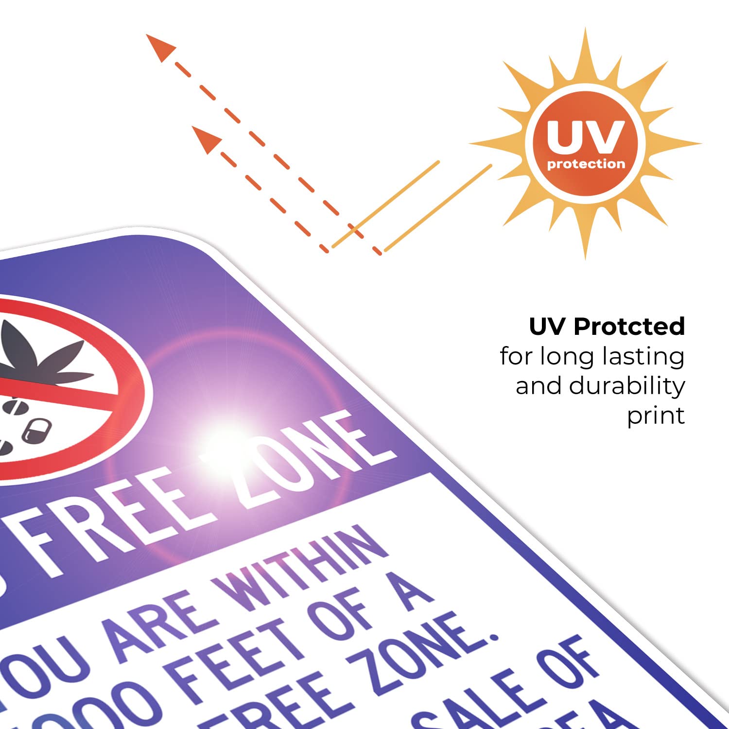 Drug Free Zone Within 1000 Feet of Drug Free Zone Purchase Sign, 12x18 Inches, Rust Free .063 Aluminum, Fade Resistant, Made in USA