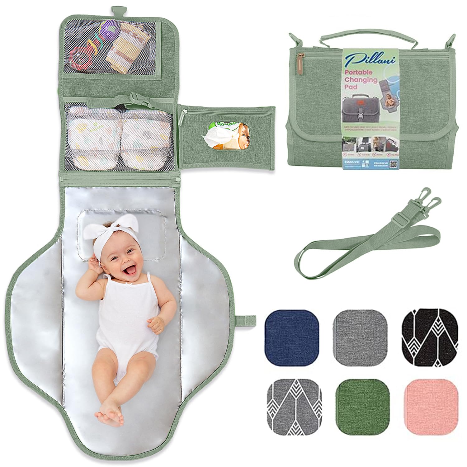 Portable Baby Changing Mat, Travel Changing Mat for Newborns, Large Waterproof Baby Changing Mat, Foldable and Removable Changing Station with Wipes Pockets, Baby Products Pillani โ image 1