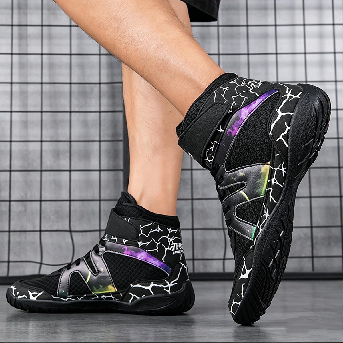 Men's High Top Wrestling Shoes Lightweight Boxing Shoes Breathable Non-Slip Powerlifting Training Shoes, for Gym Bodybuilding