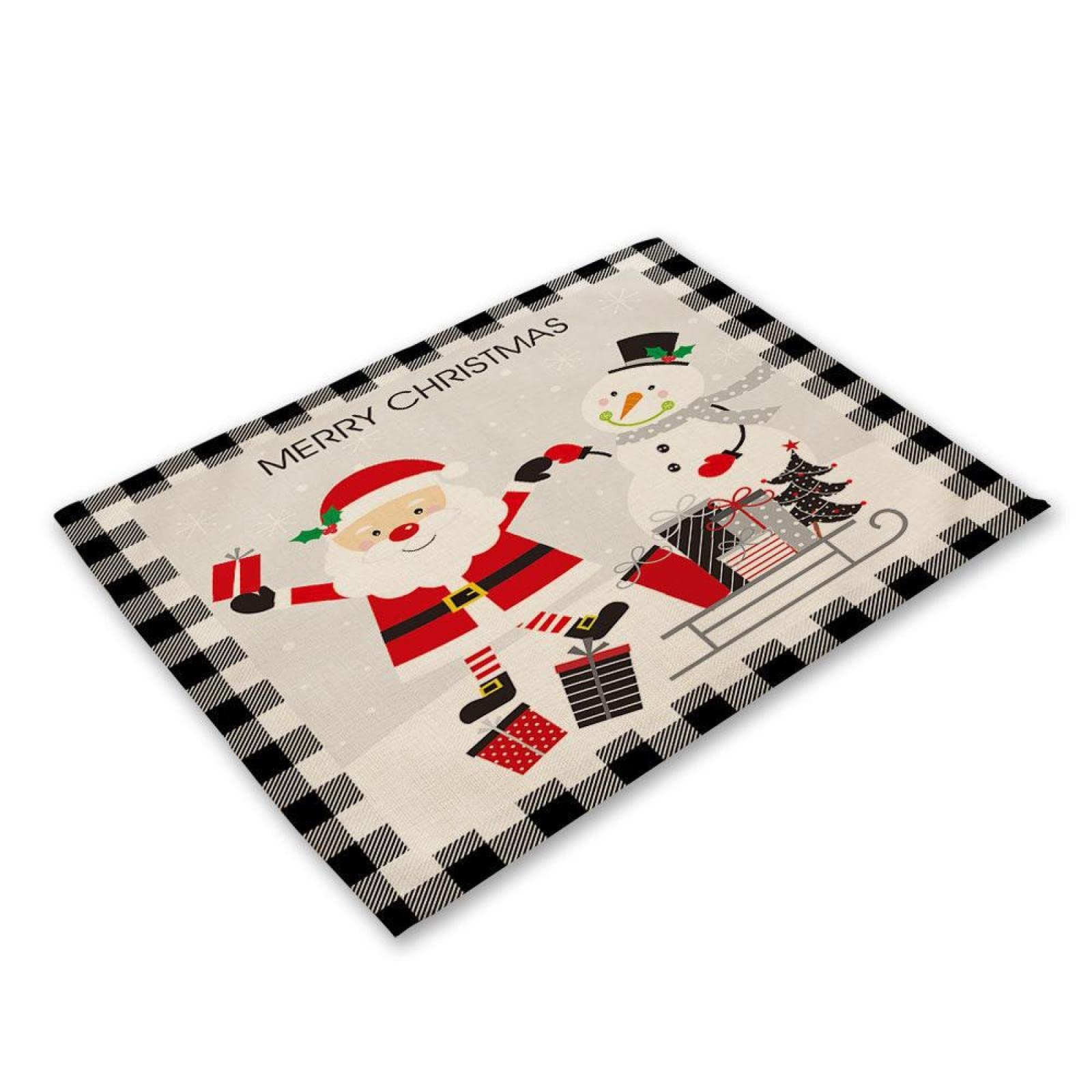 Tischsets Abwaschbar Schneemann Schwarzes Weihnachten Platzsets Abwaschbar Baumwolle Leinen Platzdeckchen Grifffeste Tischset Kinder Hitzebeständig Tischset Filz Antifouling Platzset Filz 30x45 6 Pcs