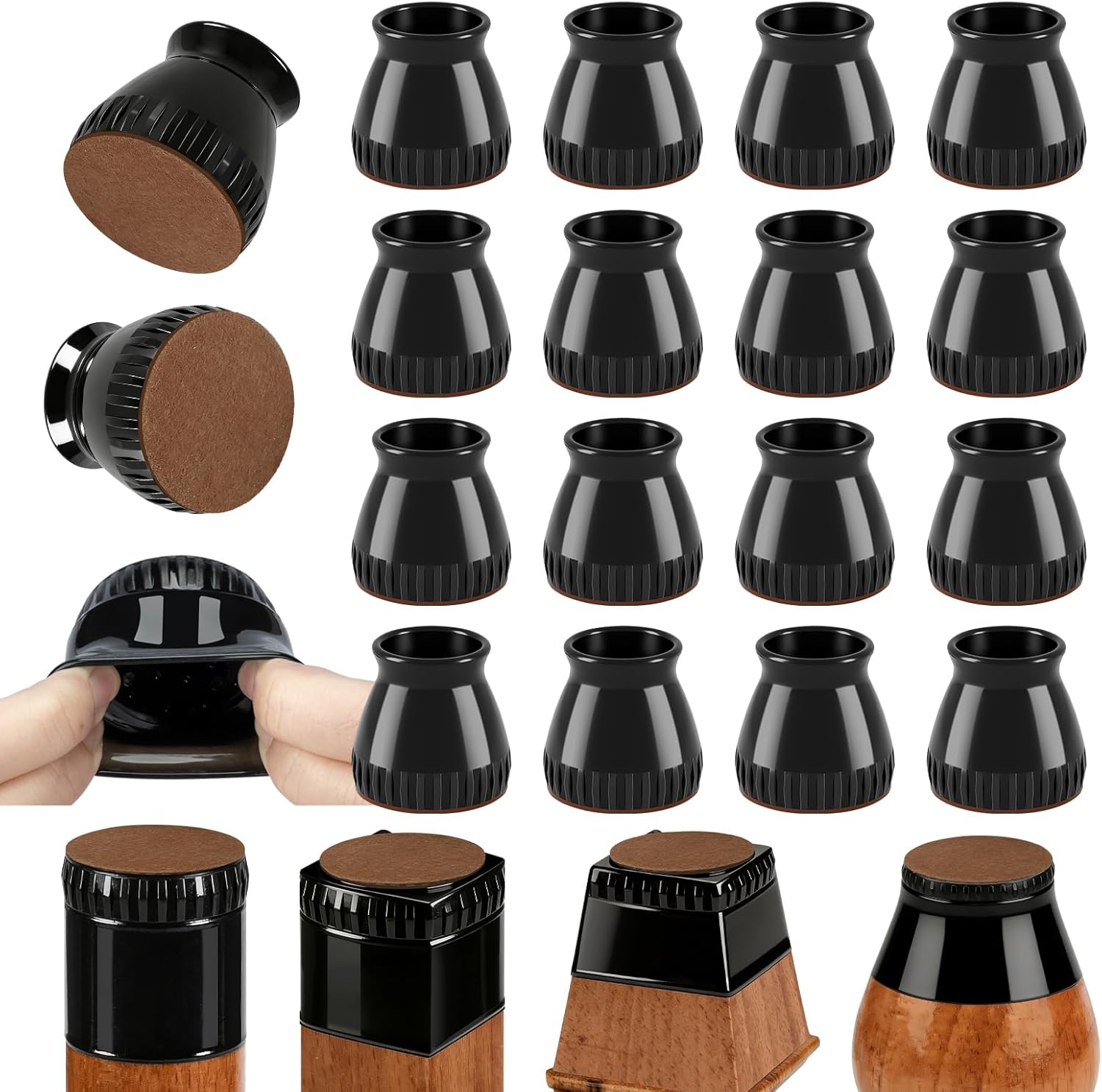 Chair Leg Floor Protectors, 24 Pack Silicone Furniture Pads for Hardwood Floors, Anti-Scratch Furniture Sliders Felt Pads, Noise-Reducing Chair Feet Covers, Table Legs Fit Sizes to(1.3" to 1.97")