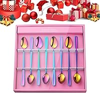 Vista 12 de YDware - Juego de cucharas de té helado de mango largo, cucharas doradas de cambio gradual de 7.87 pulgadas, cucharas de cóctel de acero inoxidable