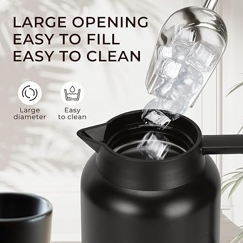 Miniatura 5 de Paquete de 2 jarras térmicas de café de 49 onzas y botella de agua aislada de 15 onzas, jarras térmicas al vacío de acero inoxidable y botella de