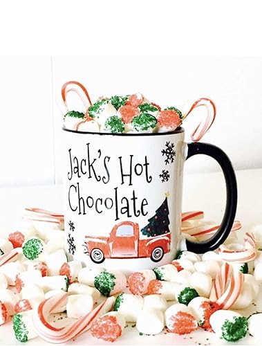 Hot Chocolate Mug with Christmas Truck for Kids, Christmas Hot Cocoa, Gift for Kids, Personalized Hot Chocolate Mugs, Vintage Christmas Truck