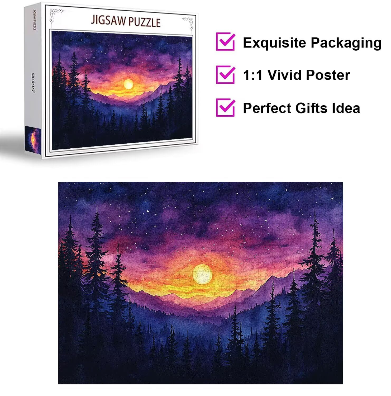 Puzzle 1500 Pezzi astratto Puzzle Legno Sole calante, n-37