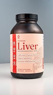 Pure Australian Beef Liver Supplement (Capsules) - Halal, Organic, Grassfed - Rich in Vitamins, Minerals, Peptides and Enzymes - Dehydrated - 180 Liver Capsules