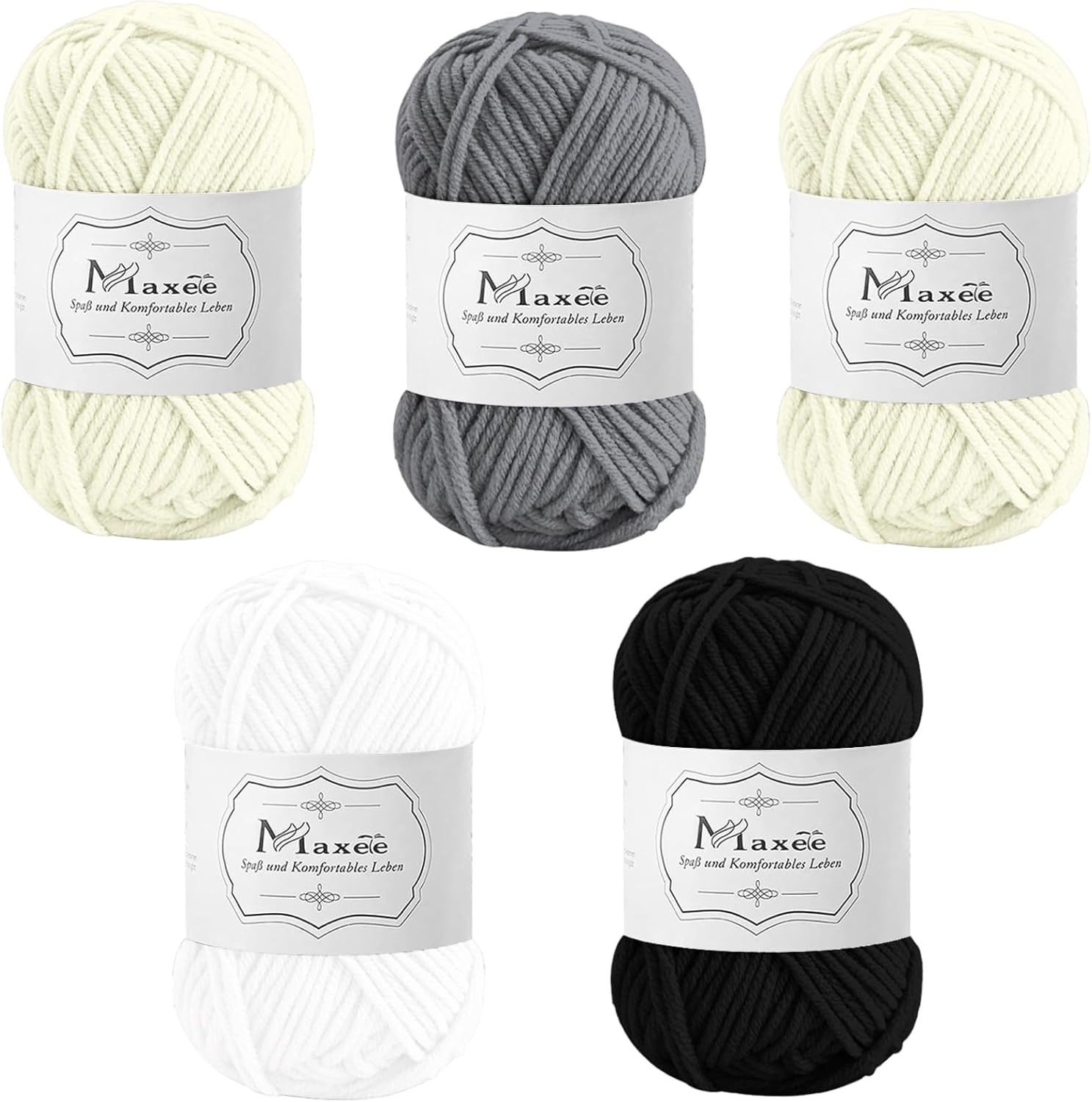 Maxee 500g(10x50g) Acrylic Yarn for Crocheting and Knitting, Multicolor Hilo Acrílico, 10 Skeins of 100m(109 Yards), 5ply Soft, Beginner/Professional Kit