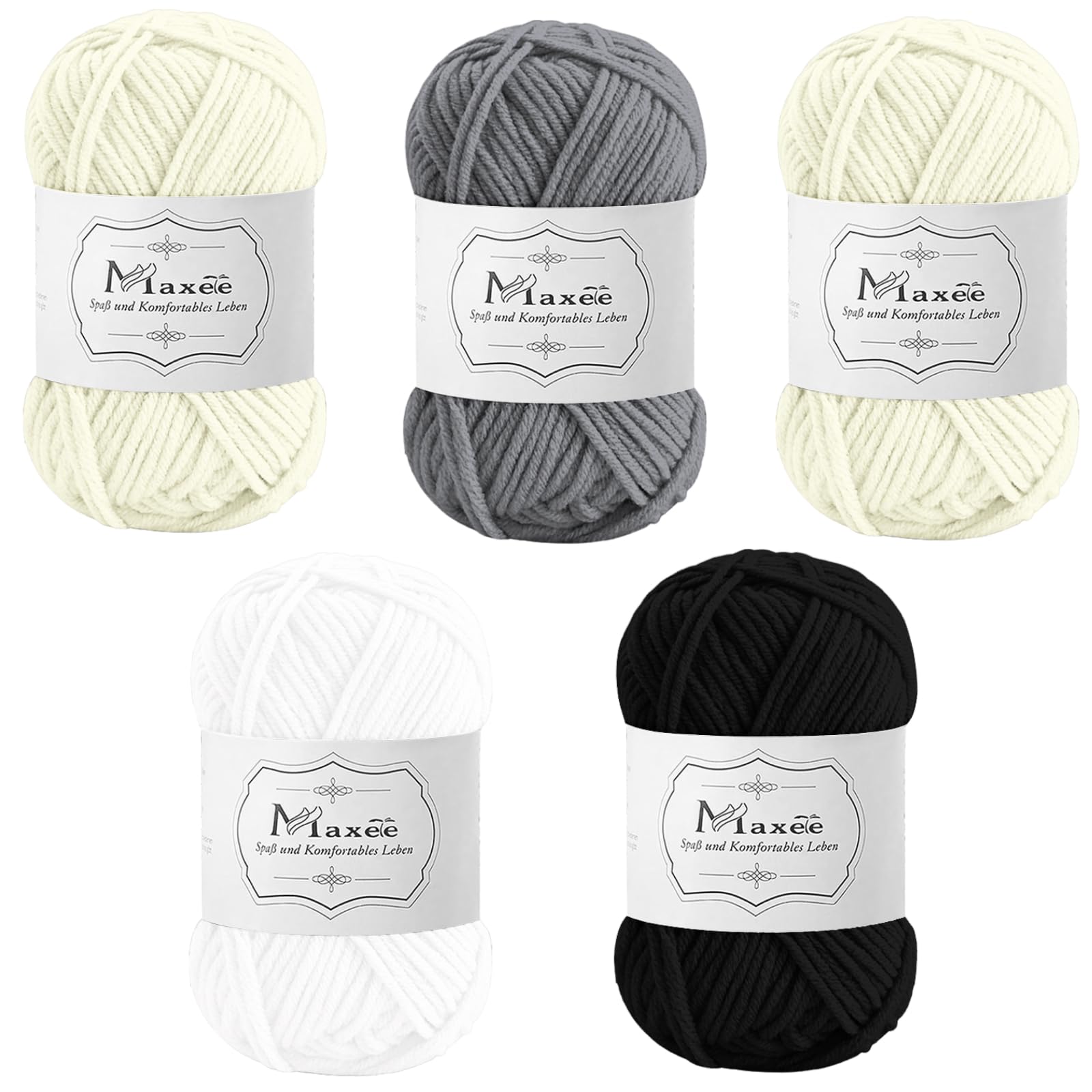 Maxee Häkelgarn 500g (50g*10 Farbe), Acryl Wolle Zum Stricken, Garn zum Häkeln und Stricken, Hand Knitting Yarn Set, Handstrickgarn Baumwollgarn für Häkeln, Wolle zum Stricken und Kunsthandwerk
