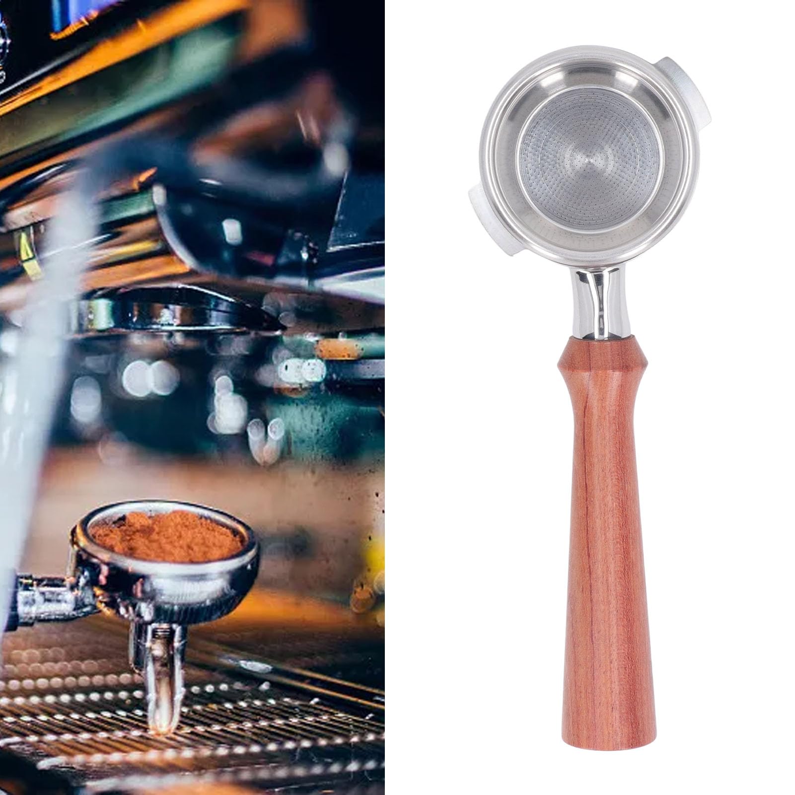AMONIDA 58mm Portafilter Caffè, Doppia Fuoriuscita Design Durevole (#3)