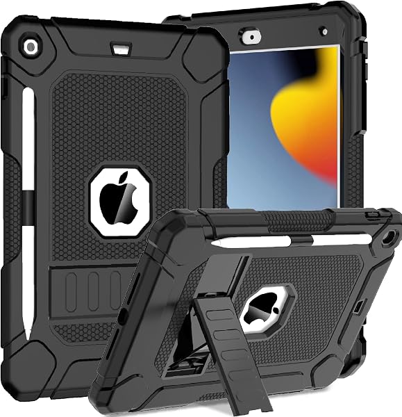 BMOUO Case for iPad 9th 8th 7th Generation 2021/2020/2019, iPad 10.2 Case with Pencil Holder and Stand