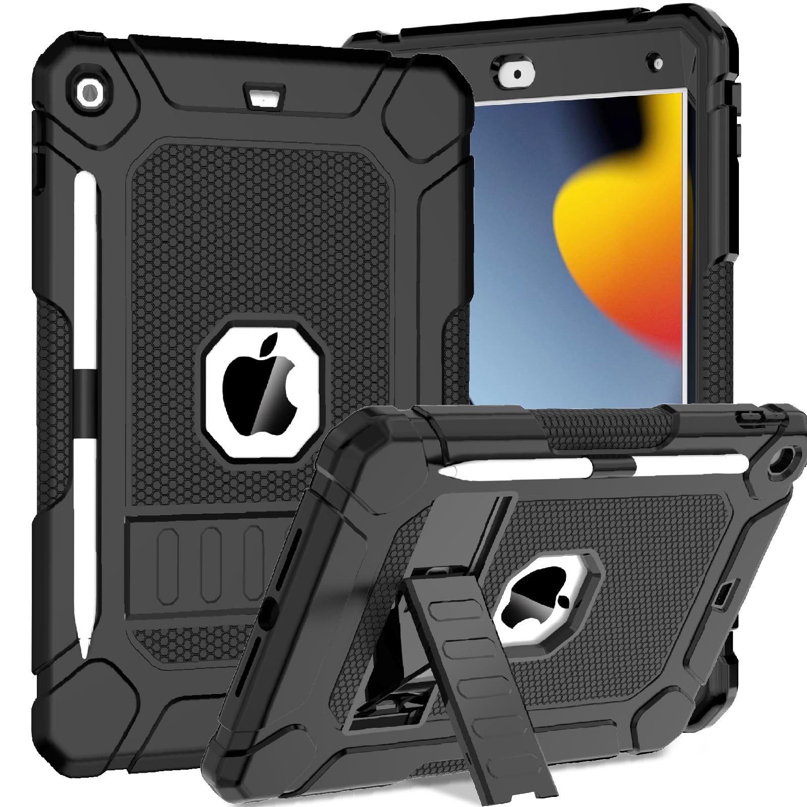 BMOUO Case for iPad 9th 8th 7th Generation (iPad 10.2 Inch), Black