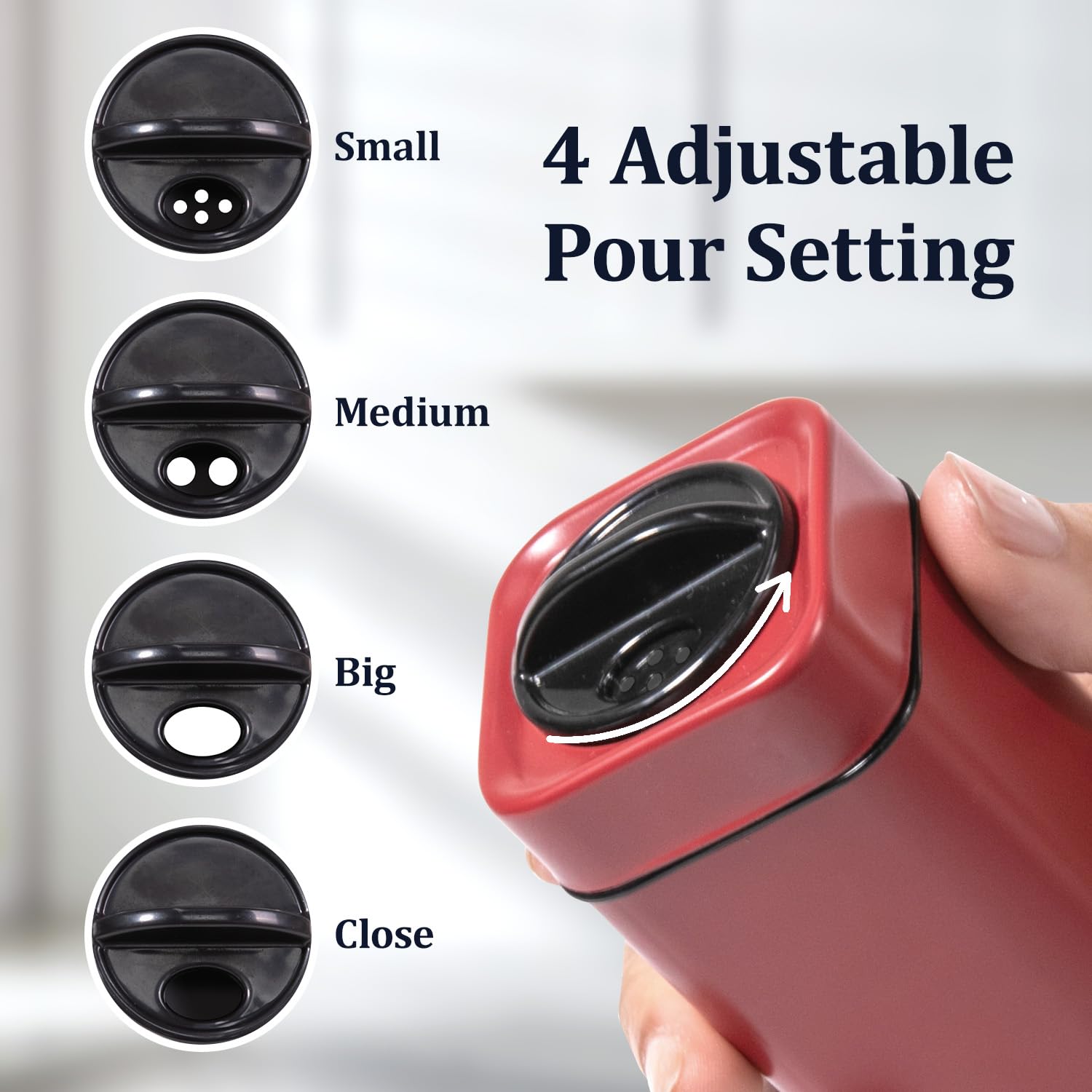 Juego de salero y pimentero rojo con soporte, salero con agujeros de vertido ajustables, dispensador de especias recargable de acero inoxidable Aelga