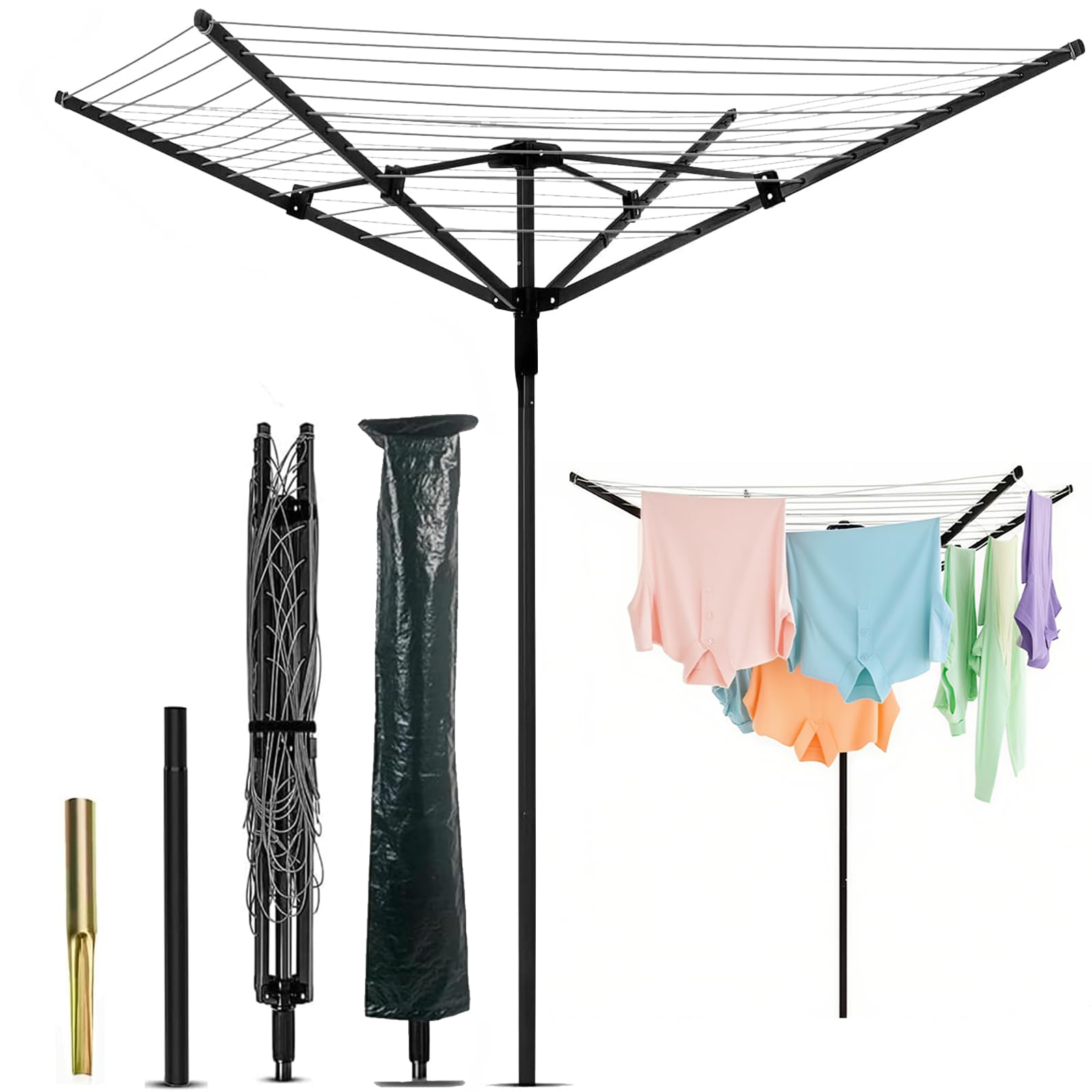 uyoyous Séchoir Parapluie avec Corde à Linge de 50 m