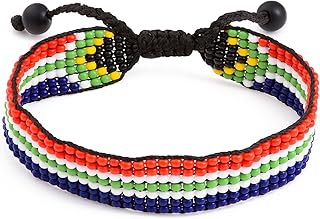 Flag Bracelet | Adjustable Handmade Flag Bracelet | Handcrafted Beaded Flag Bracelet | Beaded and Boho Style Rope Bracelet | Patriotic Flag Bracelet