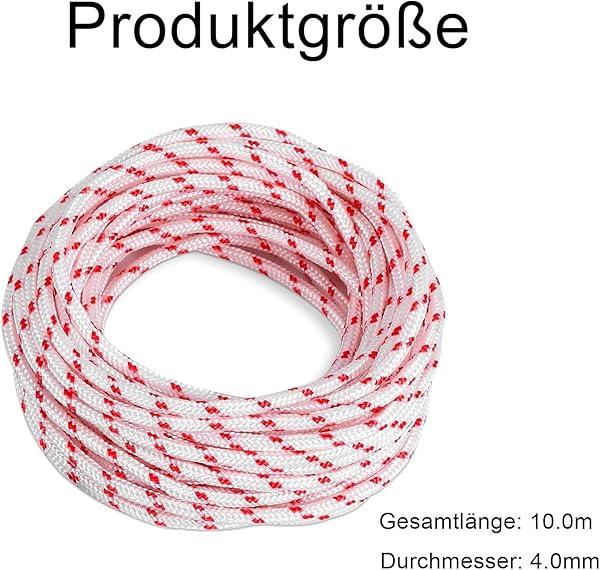 10 Meter 4.0mm Starterseil Rasenmäher, Seilzug Rasenmäher, Rasenmäher Seilzug, Hochwertige Seilzug Ersatzseil, Kompatibel mit Craftsman Husqvarna Stihl Kettensägen Trimmer - 2