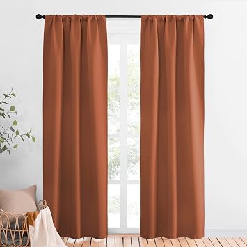 30% off: NICETOWN Blackout Curtains and Drapes - Thermal Insulated Solid Rod Pocket Blackout Draperies/Panels (Burnt Orange, …