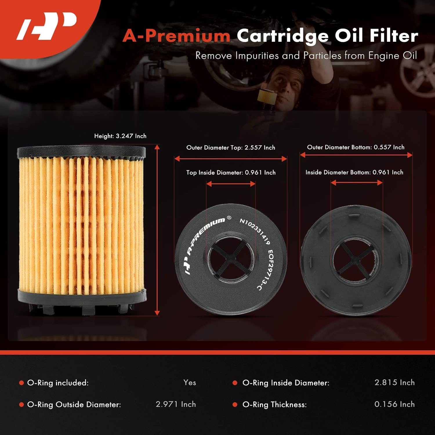 A-Premium 4-PC 10K Miles Protection Oil Filter Compatible with Jeep Renegade 2015-2018 & Dodge Dart 2013-2016 & Fiat 500 2012-2019, 500X 2016-2018, 500L 2014-2020, 124 Spider 2017-2020