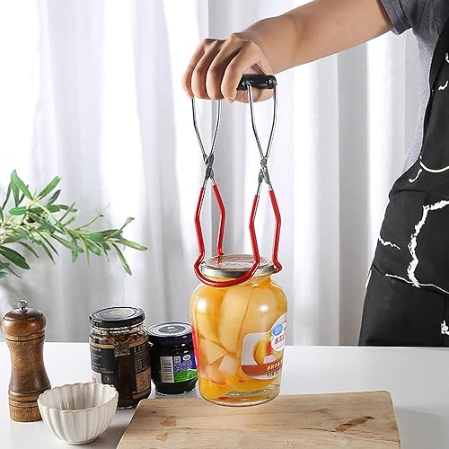 Miniatura 5 de Pinzas elevadoras de tarros de conservas, elevador de tarros de conservas de acero inoxidable antideslizante con mango de agarre seguro para tarros