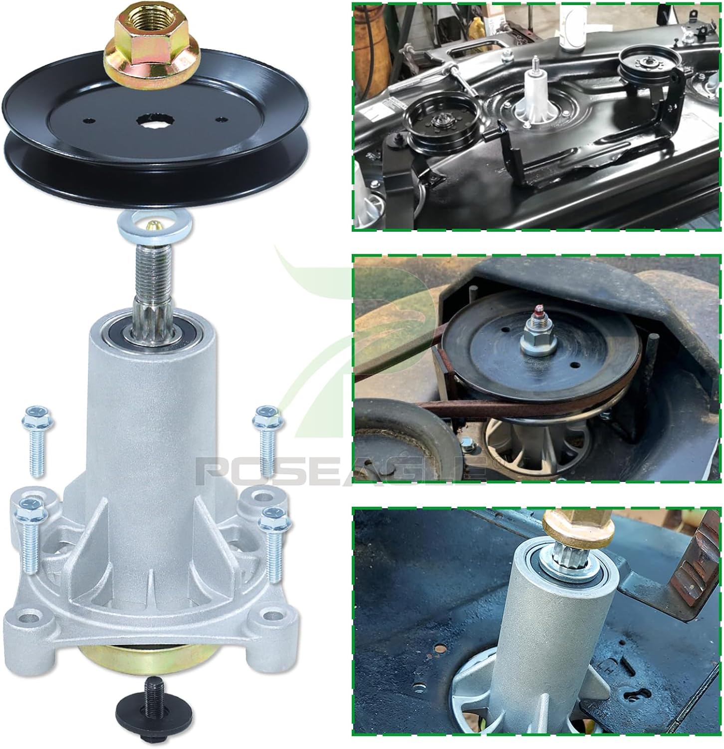 3 Pack 587819701 Spindle Assembly with 532153535 Spindle Pulley Replace 532187281 587820301 532187292 587253301 532192870 532173436 for Husqvarna Z254 RZ5424 LGT2654 LGT2554 YTH24V54 Mowers