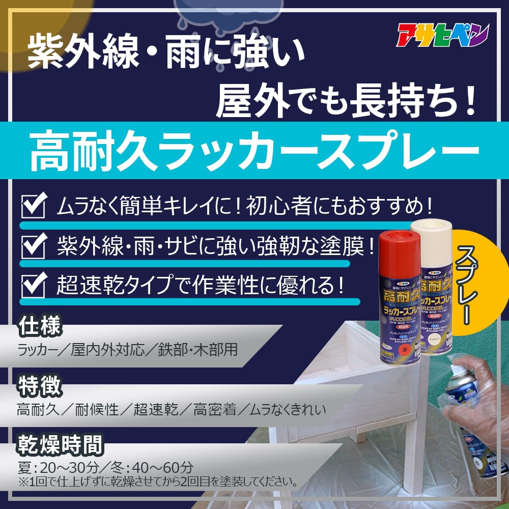 Amazon | アサヒペン 高耐久ラッカースプレー 300ml クリヤ 塗料