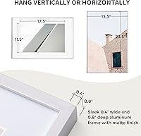 Vista 617 de Fun Memories Portarretratos de metal de 16 x 20 pulgadas con paspartú de 11 x 14 pulgadas, acabado de aluminio cepillado, parte delantera de vidrio