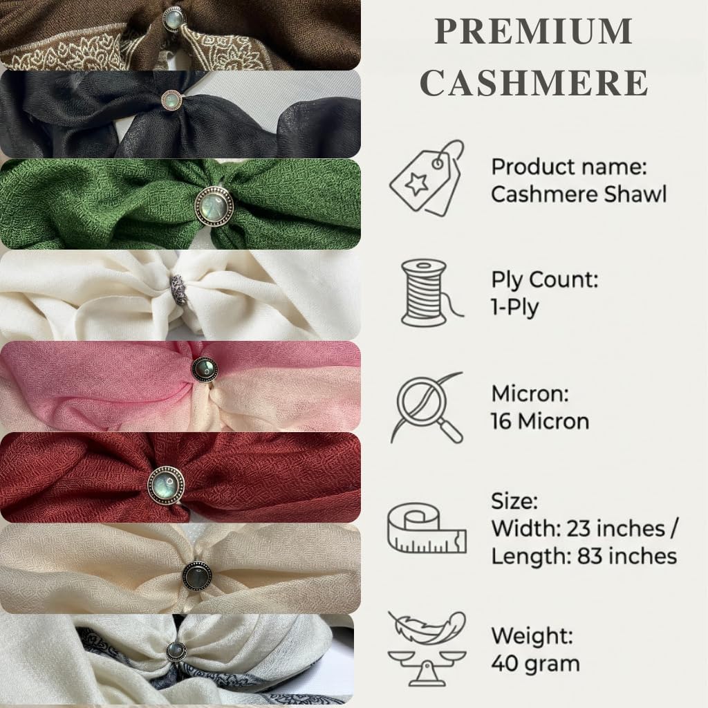 NPIA Certified 100% Cashmere Pashmina Shawl Wrap for Women from Nepal- Lightweight Soft Scarf for Evening Dresses Weddings - Image 8