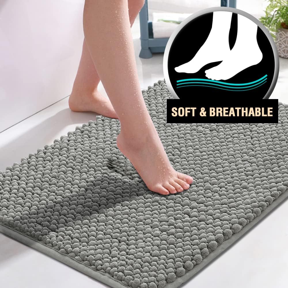 H.VERSAILTEX 3 Pieces Bathroom Rugs Sets Non Slip Extra Absorbent Bath Mat Set for Bathroom with Toilet Rugs for Tub, Shower Washable Carpets Set(17''x24''+20''x32''+20''x24'' U-Shaped, Dove)