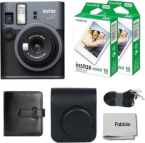 Fujifilm Instax Mini 41 - Paquete de cámara de película instantánea con estuche Groovy, película de paquete doble (20 hojas), álbum de fotos (32