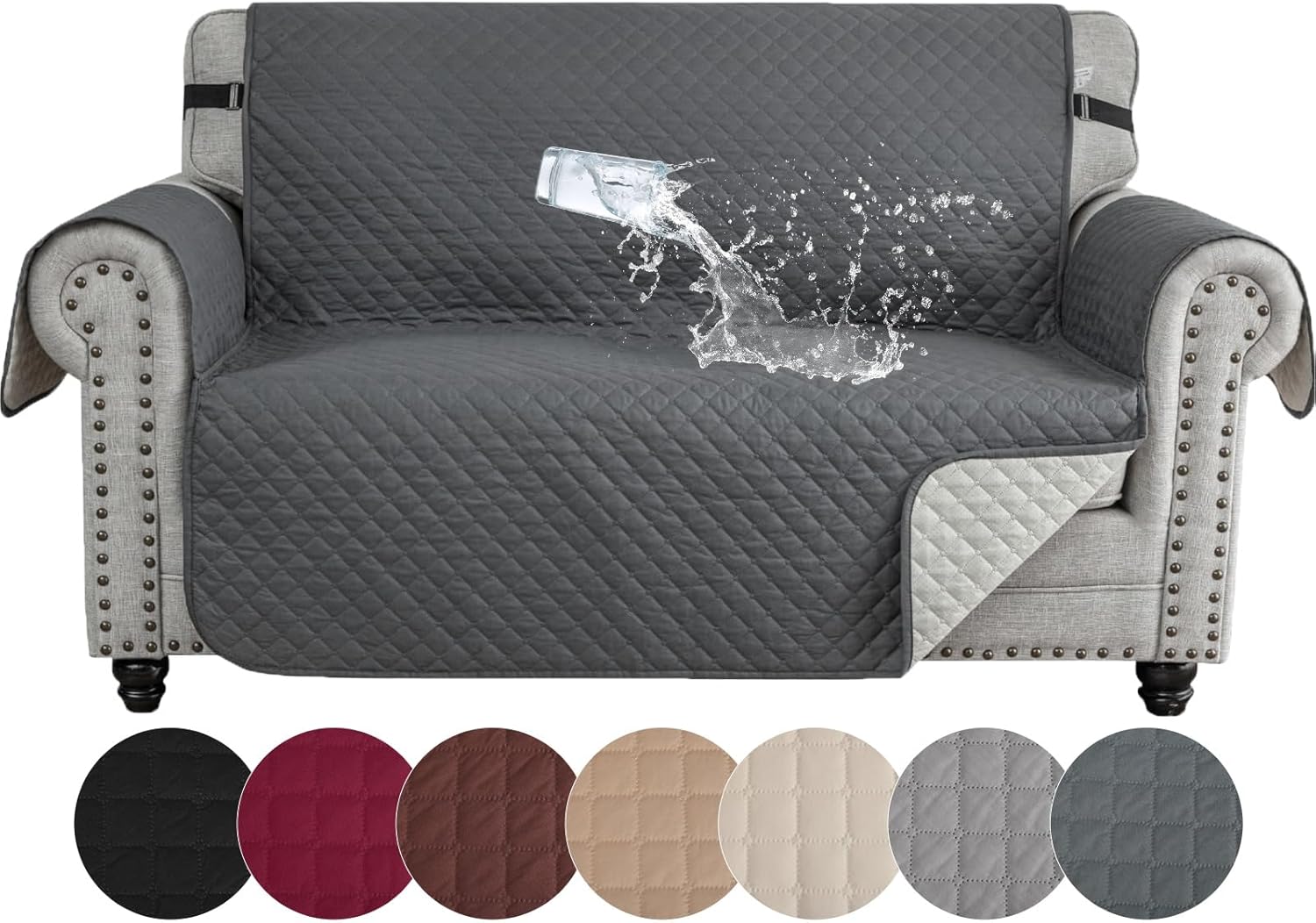 JEMIDI Copridivano Double Face Con Braccioli: Morbido Sherpa E Trapuntato, Con Tasche Porta Oggetti – Copri Divano Lavabile Per 1-2-3 Posti, Beige - 4