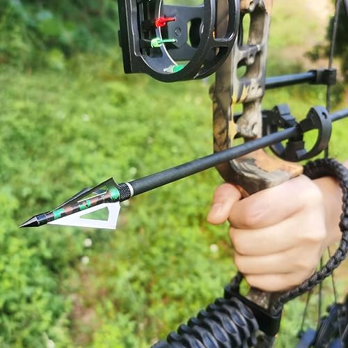 Miniatura 25 de 12 unidades de 100 granos de caza con flechas atornilladas, 3 cuchillas, puntas de flecha compatibles con ballesta y arco compuesto + 1 estuche