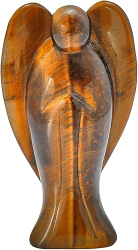 Rockcloud Figuras de ángel guardián talladas con piedras preciosas de cristal curativo de 3 pulgadas, piedra de ojo de tigre