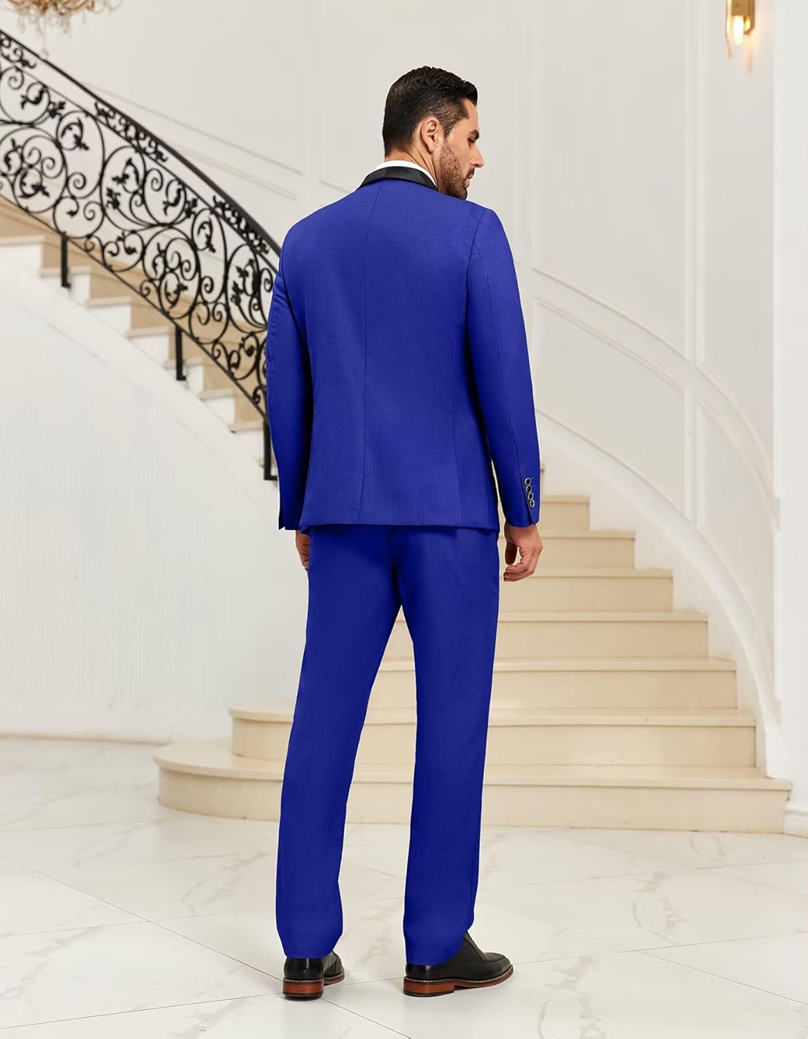 Mens Suit 3 Piece Formal Shawl Lapel Tuxedo for Men Wedding Suits One Button Jacket Vest Pants Set - Image 4